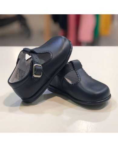 Zapato piel con hebilla Azul Marino