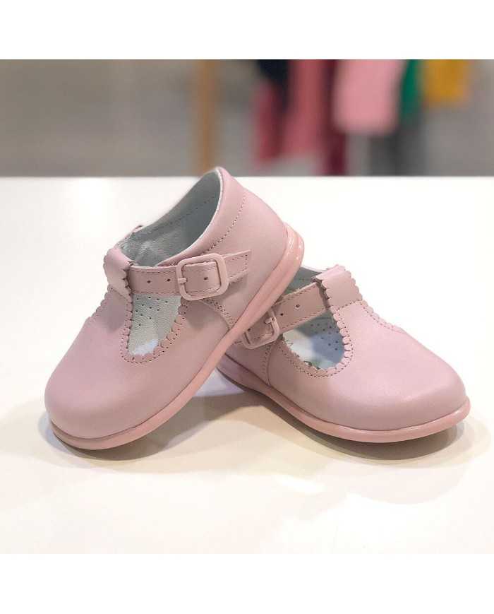 Zapato piel con hebilla Rosa Zapato piel con hebilla Rosa