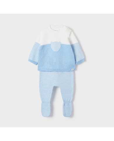 Conjunto jubon polaina bebe niño Blanco