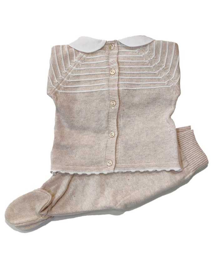 Conjunto punto bebe niño verano Beige Conjunto punto bebe niño verano Beige