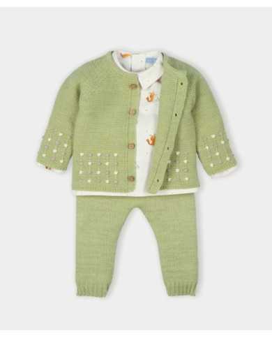 A Conjunto punto bebé polainas R091220 celeste / blanco - Tienda moda  infantil online