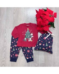 Pijama con bolsa navideño bebé Rojo