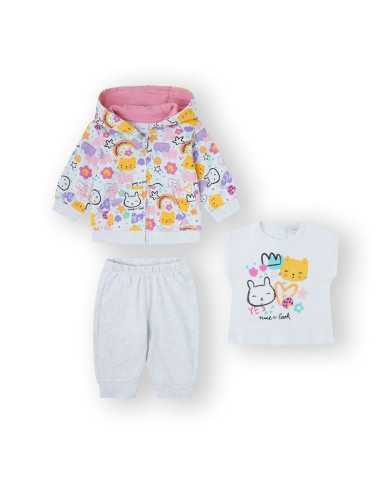 Chandal 3 piezas mini cool girl Gris
