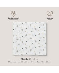 Muselina bambú 120x120 Koala Gris