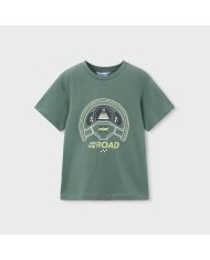 Camiseta niño verde algodón Mayoral con estampado de coche