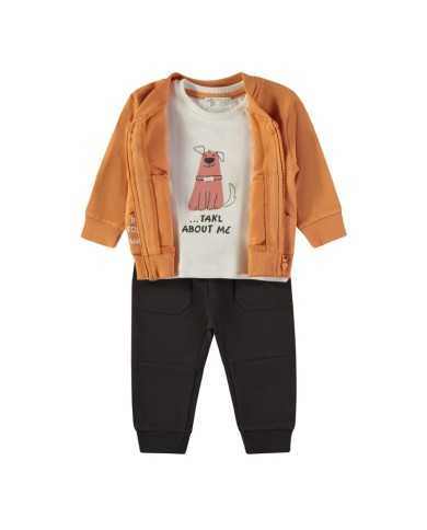 conjunto bebé niño babybol 3 piezas algodón arcilla