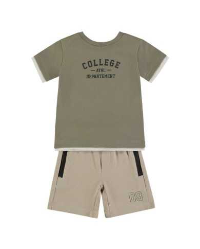 Conjunto corto niño Babybol verde caqui algodón verano