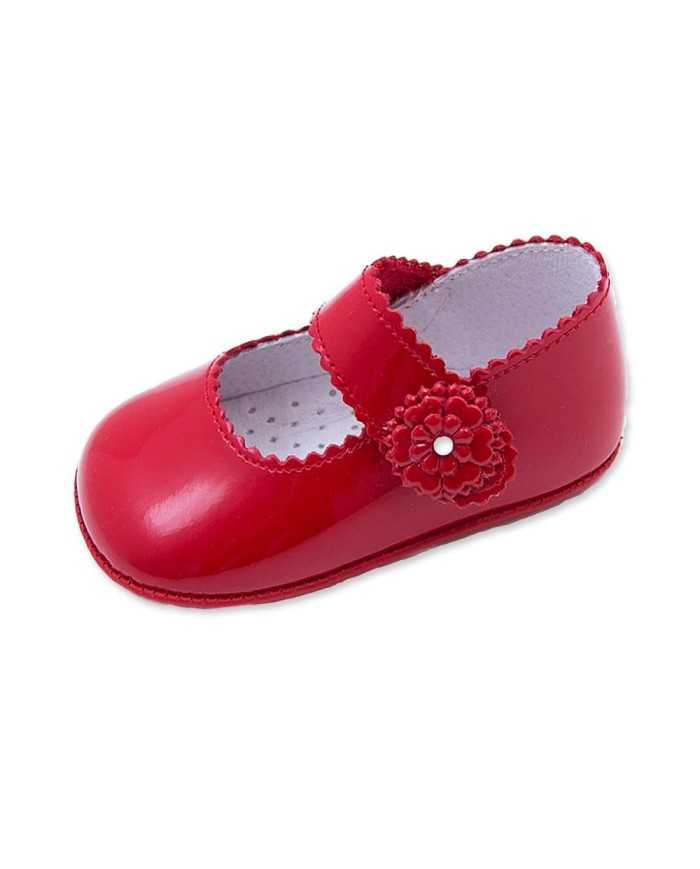 Zapato bebé Piel con hebilla Charol Rojo