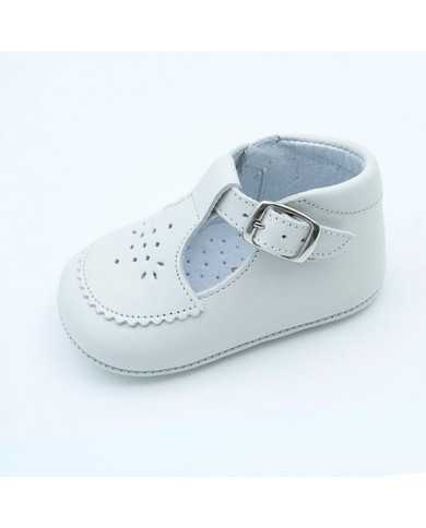 Zapato alto bebé piel con hebilla Crudo
