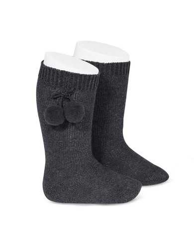 Calcetín alto con borlas Antracita