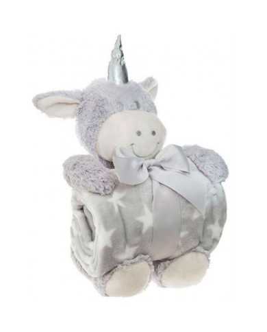 Peluche manta Unicornio Gris Peluche manta Unicornio Gris
