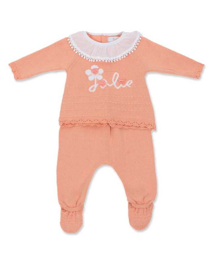 Conjunto jubón y polaina flor rosa palo Rosa palo