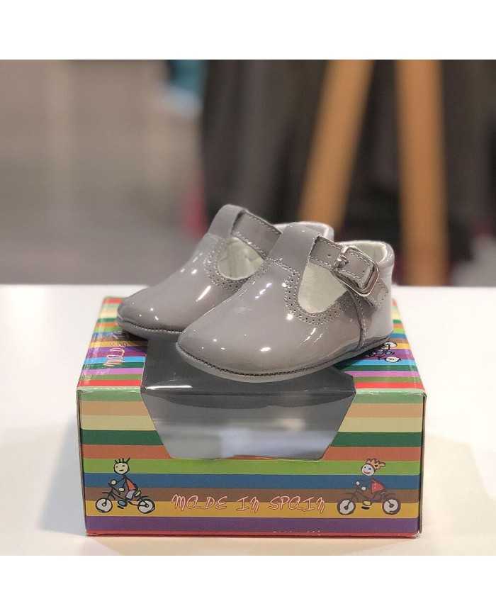 Zapato pepito Bebé con hebilla Charol gris